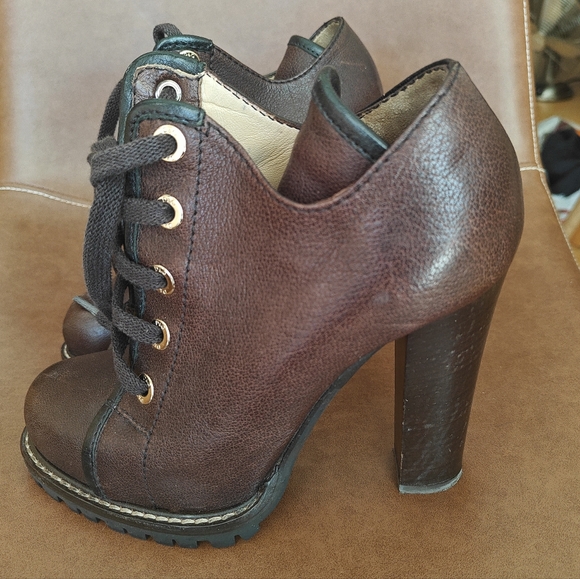 Dolce & Gabanna D&G brown leather lace up ankle boots sz 37 - Picture 9 of 10